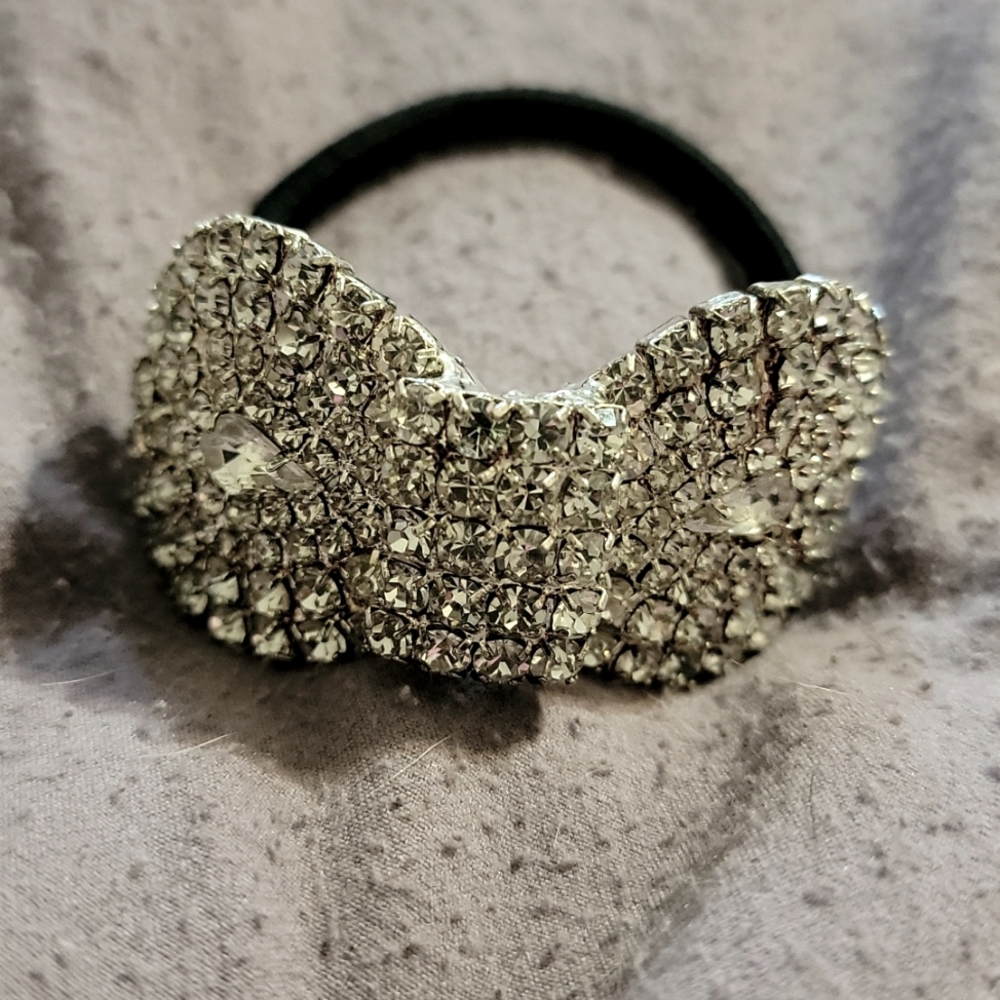 Never worn Heavy faux rhinestone ponytail hair holder